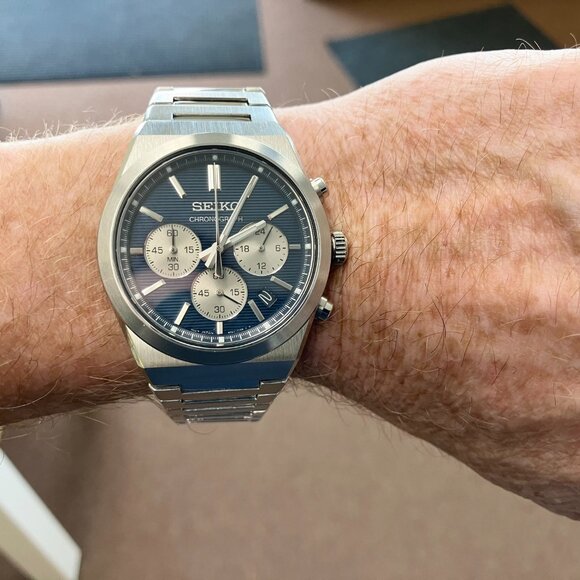 Seiko Essential Chronograph Watch With Blue Dial - Picture 4 of 8